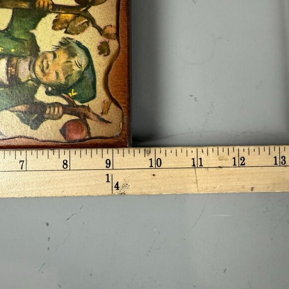 Vintage Hummel Style Art Set Wood Plaque & Framed Print German Children Illustra - Picture 5 of 9